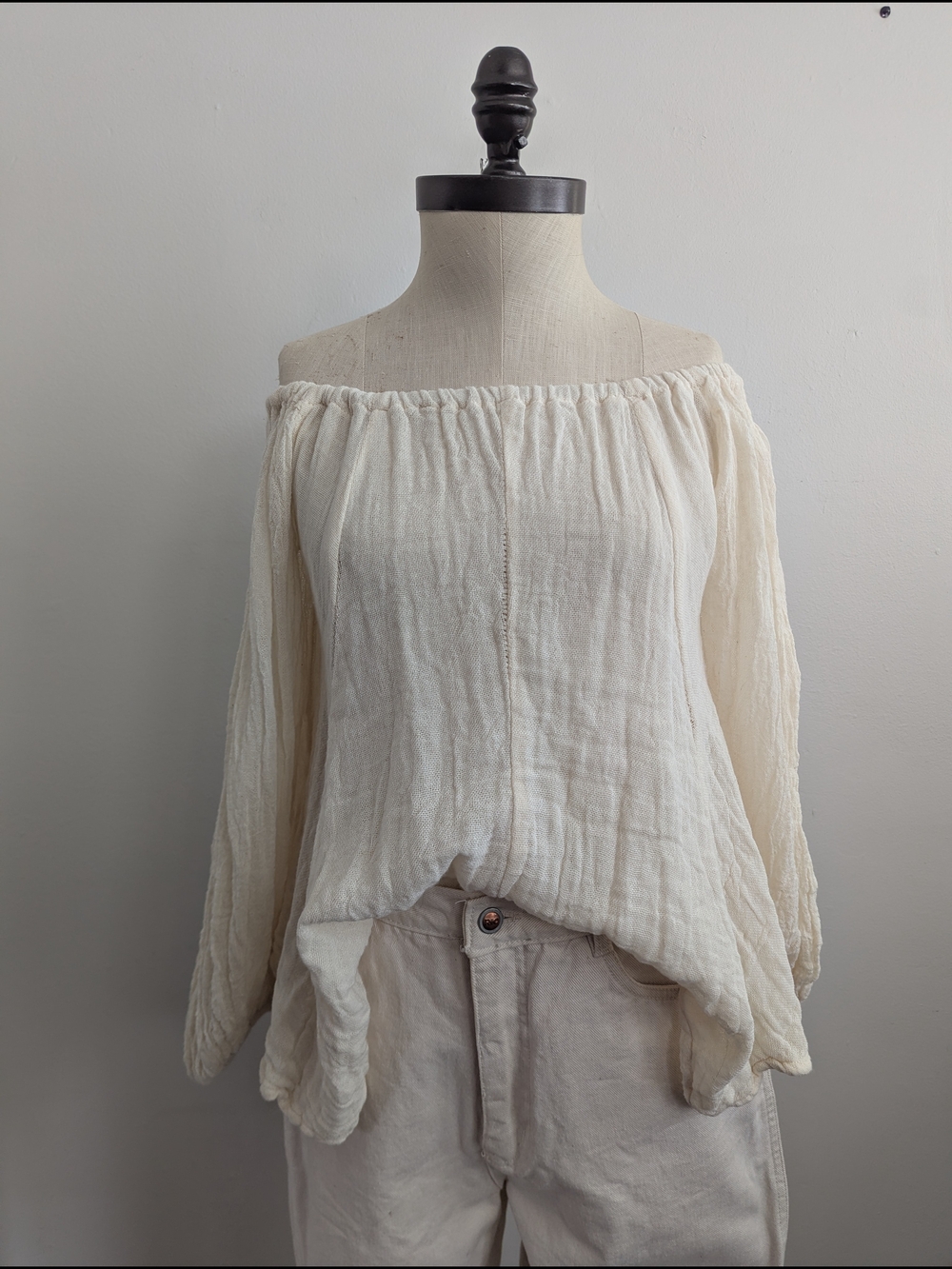 Jen's Pirate Booty Sea Gate Top In Natural - Off-Shoulder Cotton Gauze Top Ivory - Picture 2 of 12